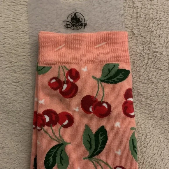 Disney Parks Disneyland Pink Cherry Cherries Hidden Mickey Mouse Socks Red - Picture 3 of 4